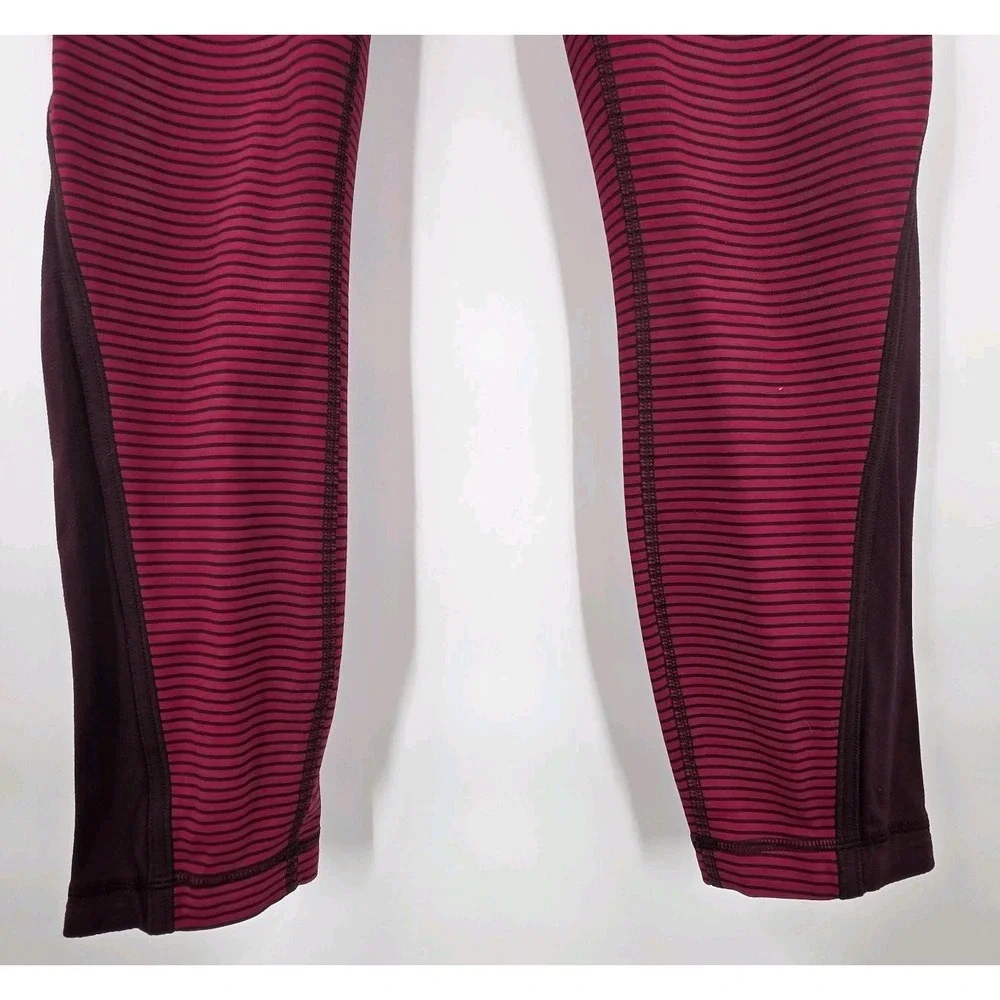 LULULEMON RUN PACE TIGHT‎ LEGGINGS WOMENS SIZE 6 STRIPED MAROON RED 25